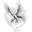 a phoenix-dragon hybrid tattoo design idea