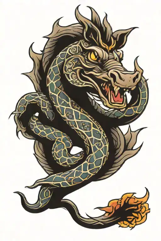 snake horse pig tattoo design idea