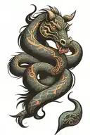 snake horse pig tattoo design idea