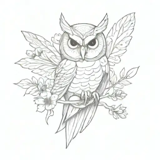 owl and bee   tattoo design idea