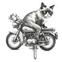 grumpy cat on bike tattoo design idea