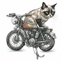 grumpy cat on bike tattoo design idea