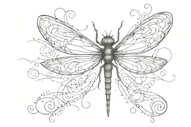 Red ink tattoo, stars, eyes, shaped like dragonfly wings, smoke swirls around lines, creepy tattoo design idea