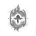 A blazing fire representing passion, with bold typography spelling 'passion' tattoo design idea