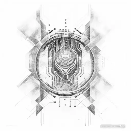 cyberpunk , electronic veins and microchip tattoo design idea