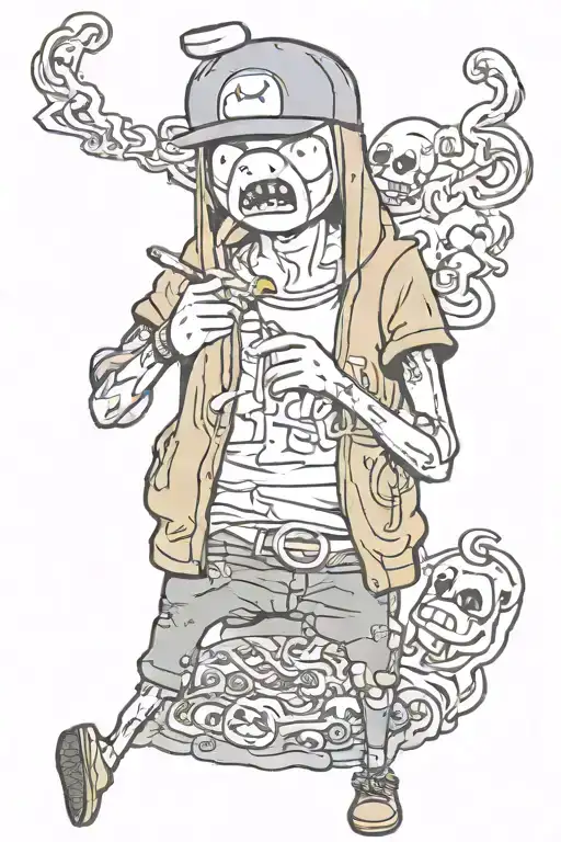 adventure time jake smoking a blunt tattoo design idea