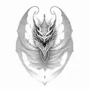 A dotwork tattoo featuring a dragon in flight, with its wings formed by musical staff lines and notes, and the Triforce symbol incorporated in the design. tattoo design idea