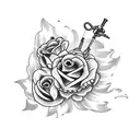 A traditional tattoo of a vintage sewing machine with roses entwined around the needle tattoo design idea