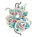 A traditional tattoo of a vintage sewing machine with roses entwined around the needle tattoo design idea