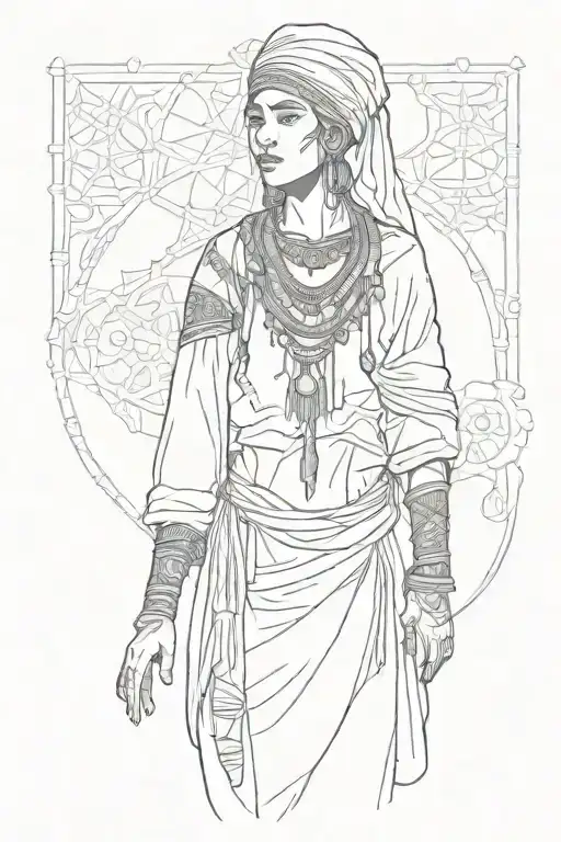 berber woman standing tattoo design idea