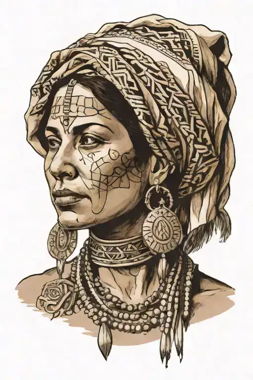 a berber woman posing tattoo design idea