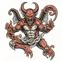devil full body red tattoo design idea