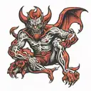 devil full body red tattoo design idea