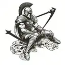 spartan warrior kneeling tattoo design idea
