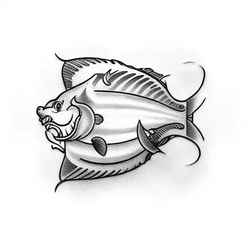 A traditional tattoo of a caricature catfish wea Ringo a motorcyclehelmet tattoo design idea