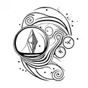 An hourglass with sand flowing upwards, symbolizing the reversal of time tattoo design idea