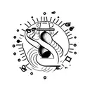 An hourglass with sand flowing upwards, symbolizing the reversal of time tattoo design idea