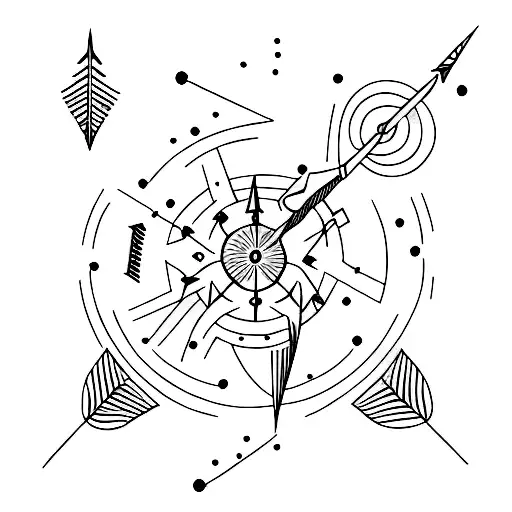 A minimalist tattoo of a Sagittarius constellation formed by arrows tattoo design idea