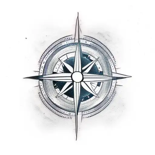 yin and yang with a compass tattoo design idea
