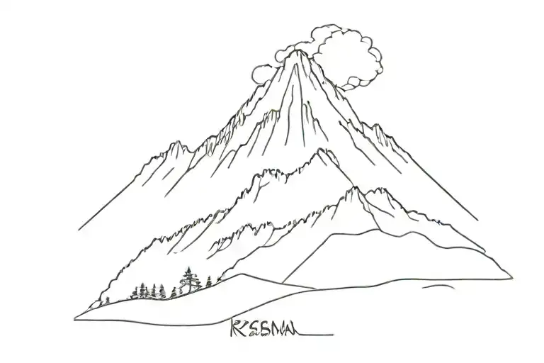ascension volcano Rinjani tattoo design idea