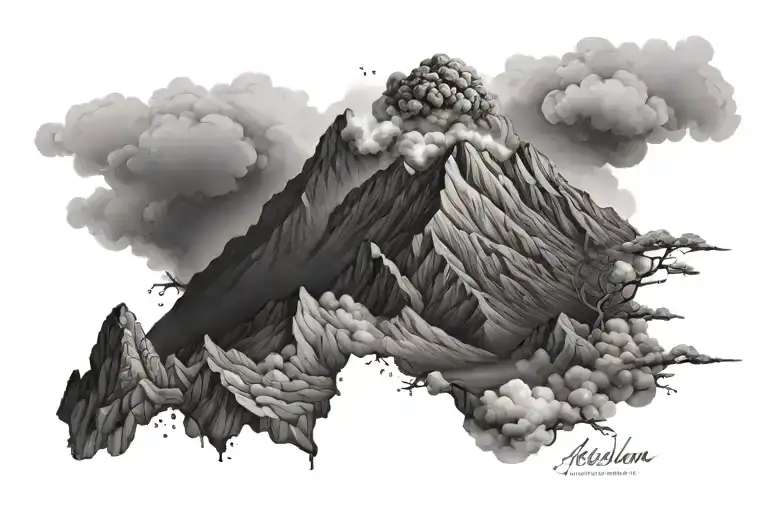 ascension volcano Rinjani tattoo design idea