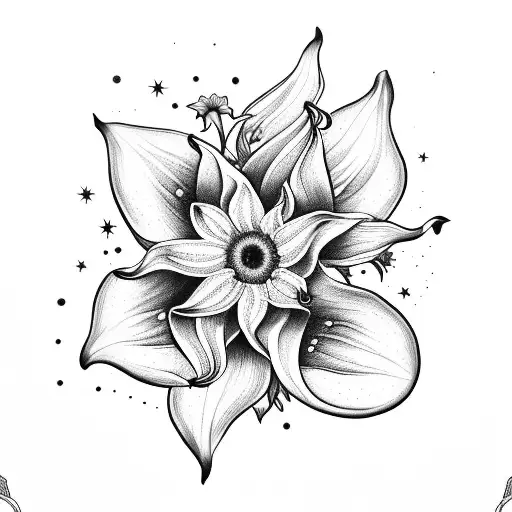 star gazer Lilly, sunflower, rose, hydrangea, and calla Lilly tattoo design idea