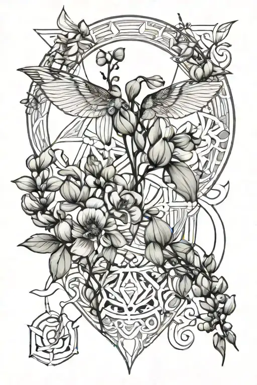 sweet pea and locust tattoo design idea