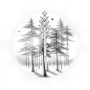 Karma endless knot with hemlock tree in the background  tattoo design idea