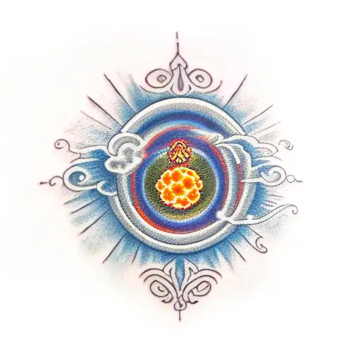 An orange cloud with a hidden Grateful Dead logo tattoo design idea
