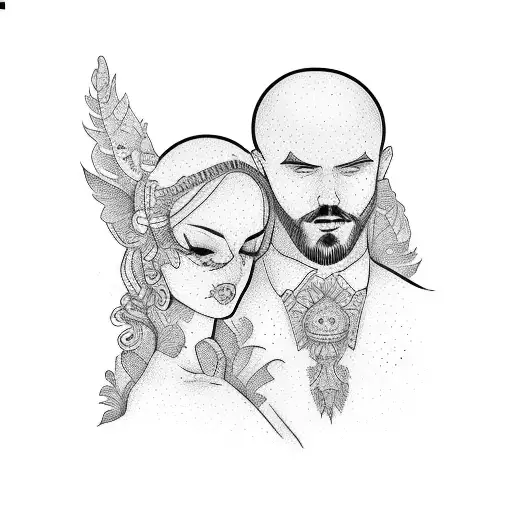 A married couple tattoo design idea