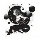 A celestial-themed tattoo featuring Beyonce's silhouette against a backdrop of stars and planets, blending music and space elements tattoo design idea