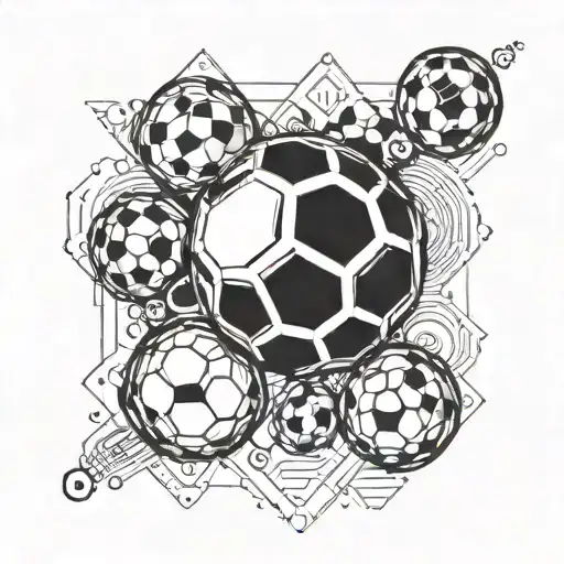 A geometric pattern incorporating footballs and chemical elements tattoo design idea