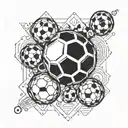 A geometric pattern incorporating footballs and chemical elements tattoo design idea