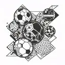 A geometric pattern incorporating footballs and chemical elements tattoo design idea