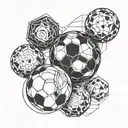 A geometric pattern incorporating footballs and chemical elements tattoo design idea