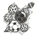 A geometric pattern incorporating footballs and chemical elements tattoo design idea