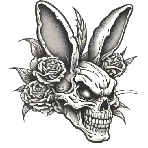 bugs bunny skull tattoo design idea