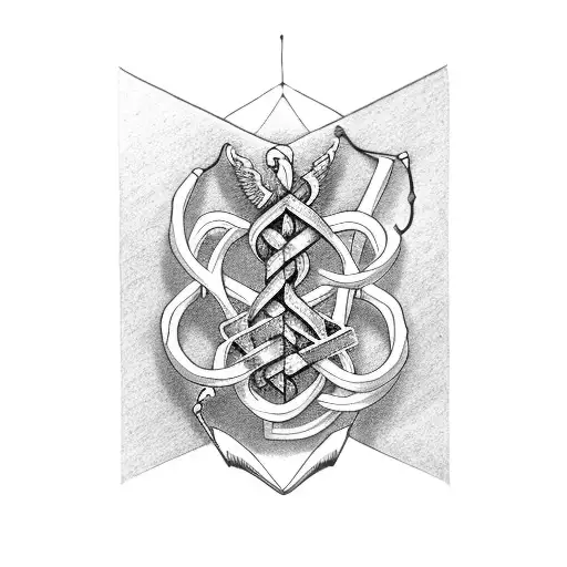 A medical caduceus intertwined with a book and a pencil tattoo design idea