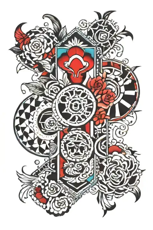 Traditional patchwork sleeve tattoo design idea