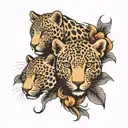 two leopard faces peeking tattoo design idea