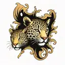 two leopard faces peeking tattoo design idea