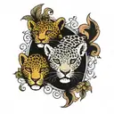 two leopard faces peeking tattoo design idea