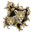 two leopard faces peeking tattoo design idea