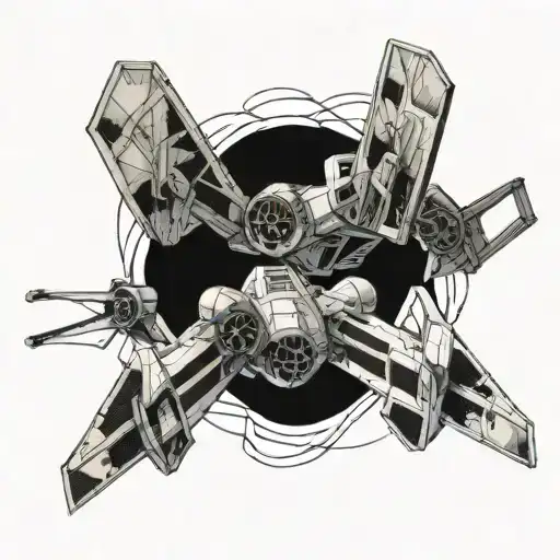 Star wars x wing battling tie fighters tattoo design idea