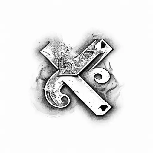 letter A on the power of 3. Gothic tattoo design idea