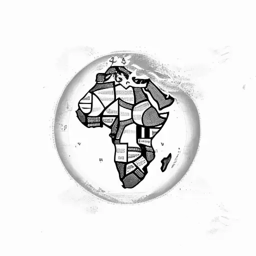 map of Africa with elephant face tattoo design idea