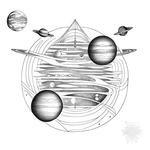 parade of planets lined up.  tattoo along the spine tattoo design idea