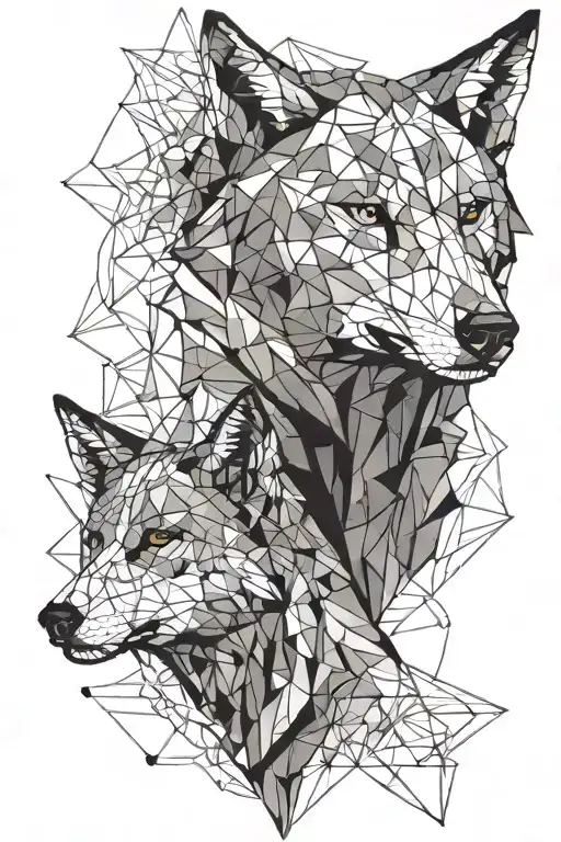 father son wolf face tattoo design idea