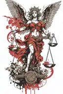 lady justice angel holding scales  tattoo design idea