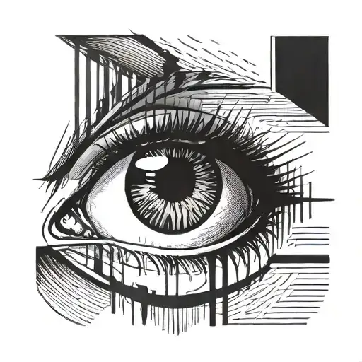 eye around with lines going vertical tattoo design idea